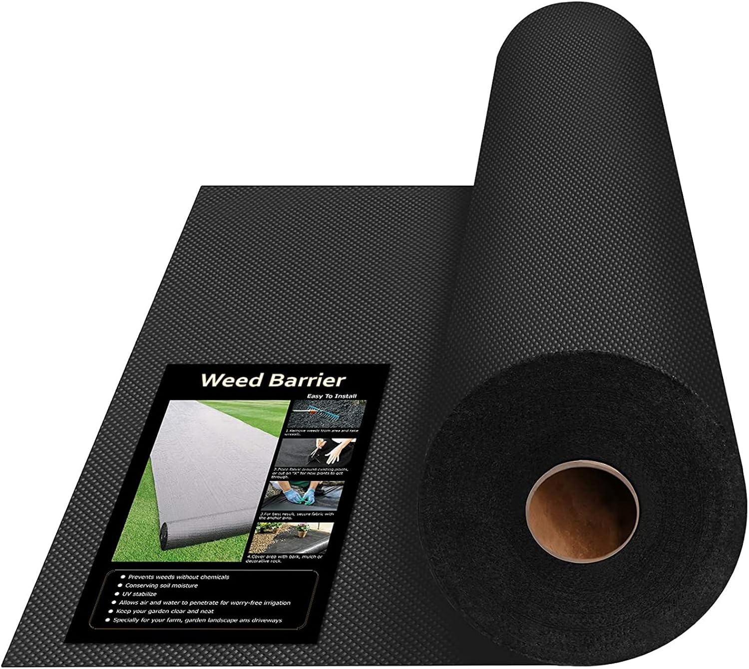 Keeswin 31.5in x 100ft Heavy Duty Garden Weed Barrier, Garden Landscape Fabric Weeds Control for Flower Bed, Mulch, Edging, Garden Stakes, Heavy Duty Outdoor Project Weed Mat