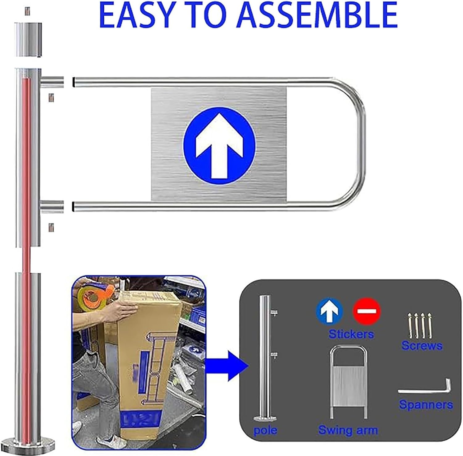 Automatic Closing Safety Gate for Supermarkets & Libraries, 85x100cm (34x39in), Adjustable 50-100cm, One-Way Door for Hallways & Entrances, Child & Pet Safety Barrier