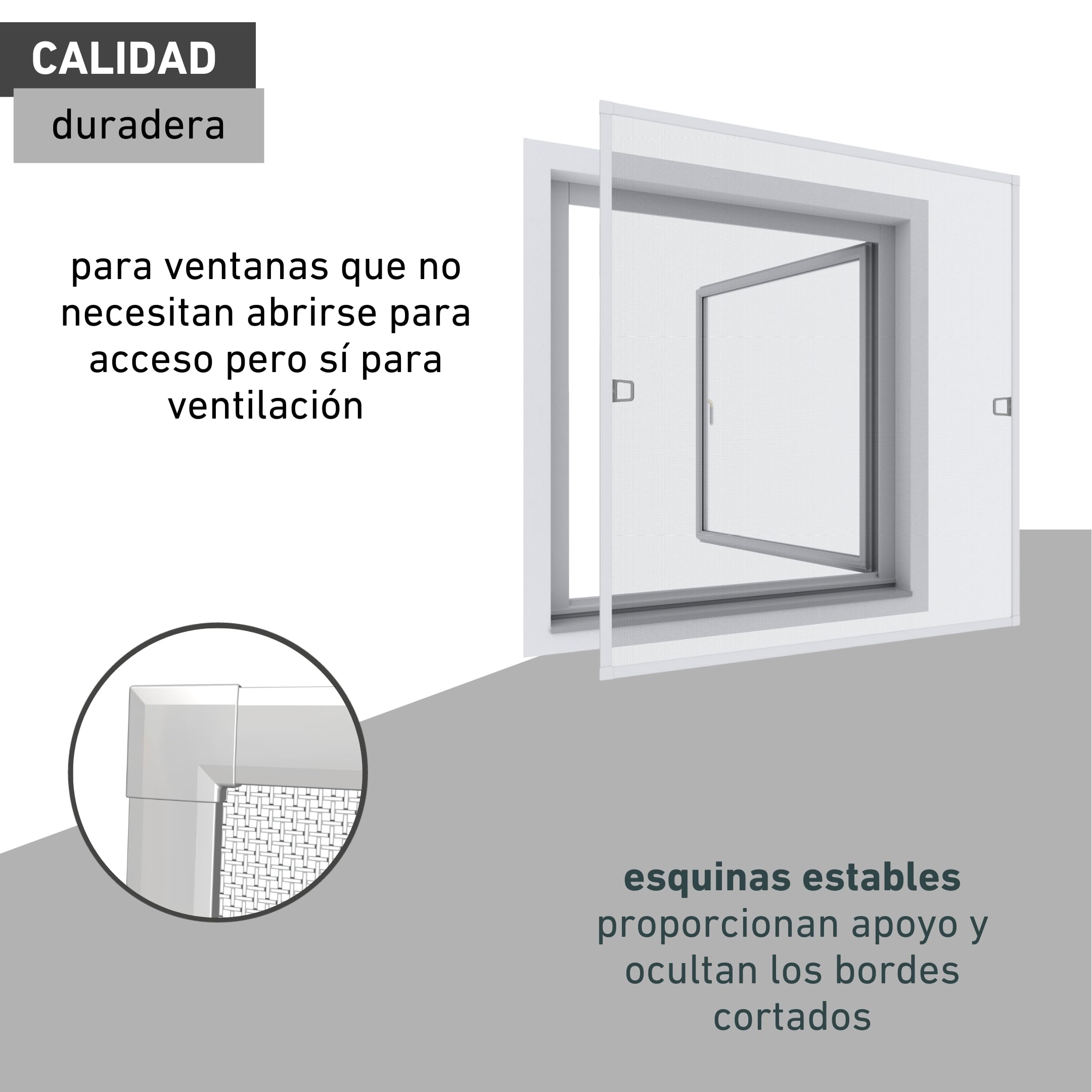 Windhager Mosquitera básica para ventana, marco tensor, mosquitera para ventana, kit de montaje 100 x 120 cm, color blanco, 04504
