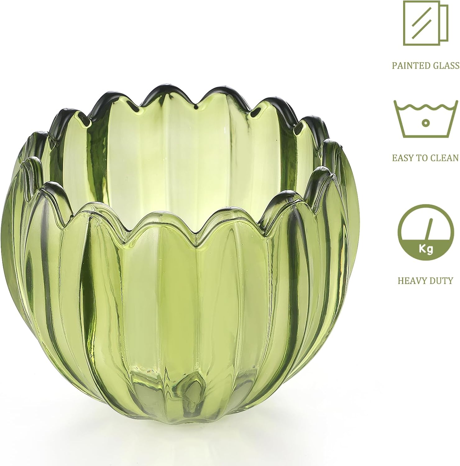 Shenmoyl Tulip Lamp Shades Replacement, 1.42" Fitter Opening Green Glass Sconce Shade Heavy and Thick for Wall Sconces Pendant Lights Ceiling Lights Chandelier, 2 Pack