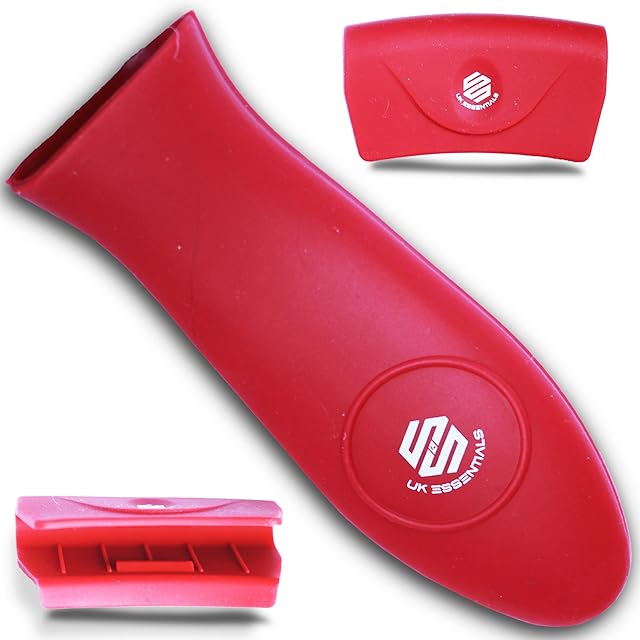 Silicone Handle Holder Ears Heat Protecting Non-Slip Pinch Grip Silicone Handle Cover Cast Iron Skillets & Metal Frying Pans (Red) 3pcs