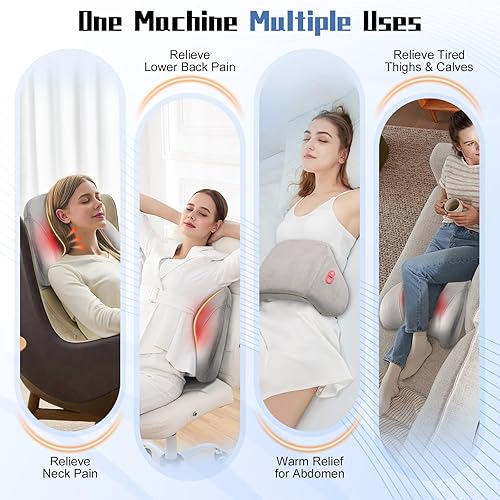 Miniatura 7 de Masajeador Shiatsu de espalda con calor, masajeador portátil inalámbrico recargable de espalda y cuello, masaje de tejido profundo para alivio