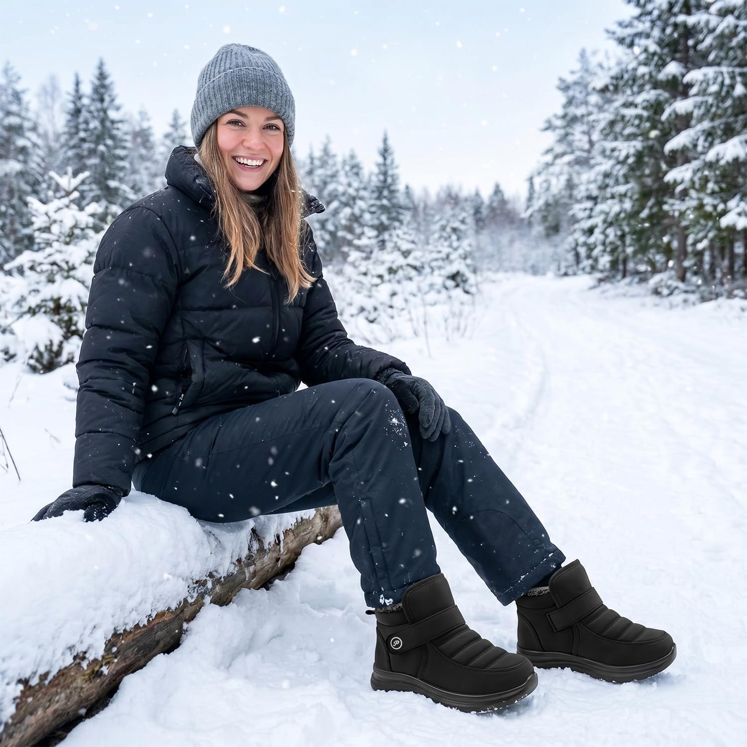 Women's Winter Snow Boots Warm Faux Fur Lined Mid-Calf Booties