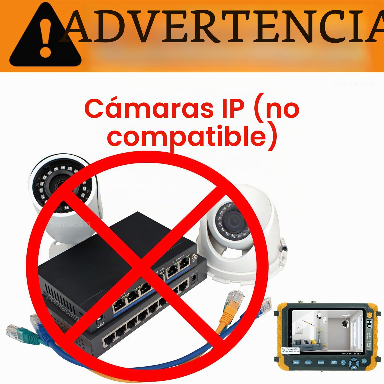 Monitor probador de CCTV para control PTZ de prueba de cámara CVBS AHD TVI CVI de 8MP