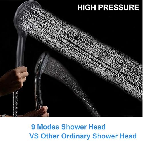 Miniatura 5 de Cabezal de ducha filtrado con cabezal de ducha de mano de alta presión, 9 modos de pulverización, filtra cuentas para agua dura, elimina el cloro,