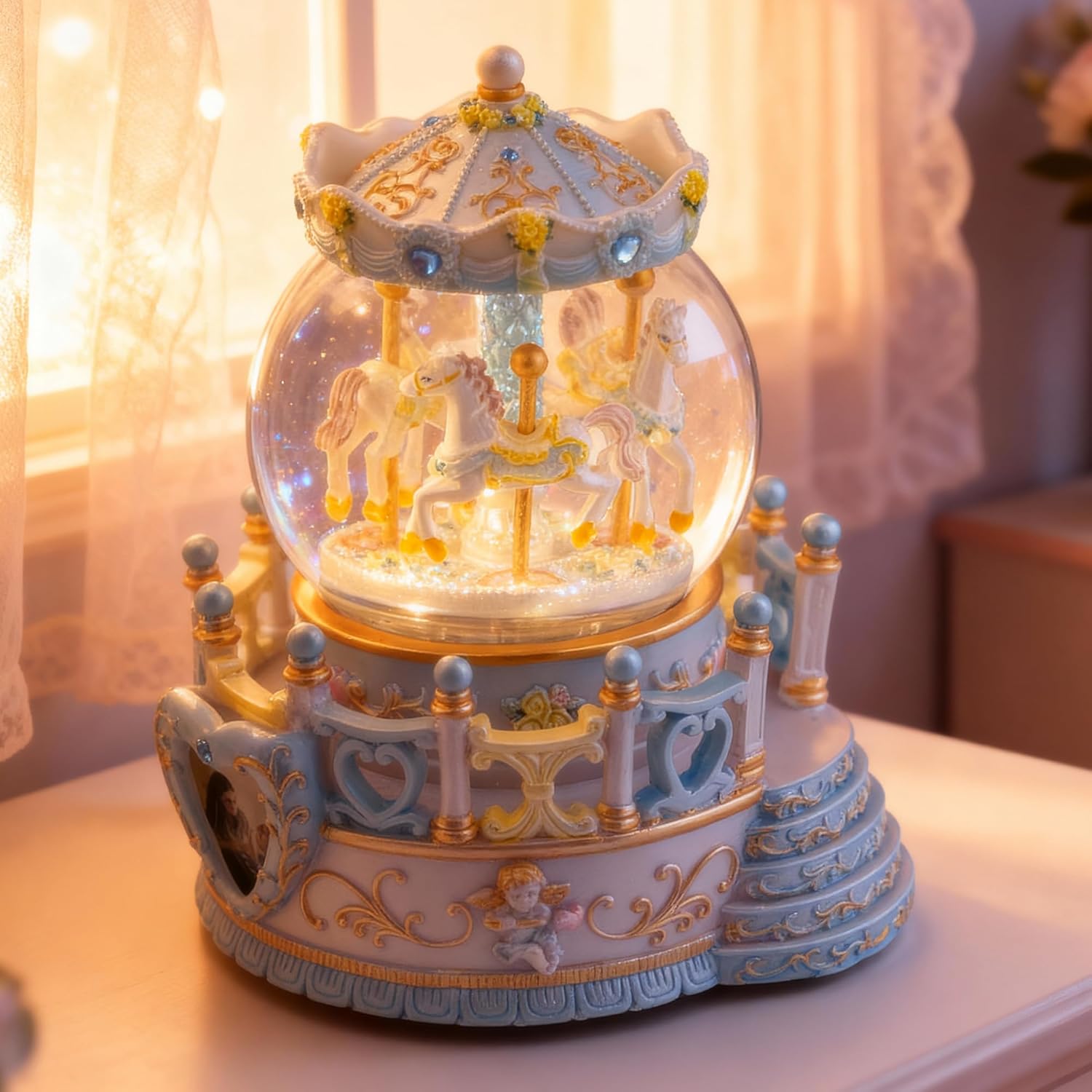 Carousel Horse Music Box Girls Gift - Merry Go Round Snow Globe for Daughter Women Wife Mom Mother Day Anniversary Christmas Birthday Present Play You are My Sunshine - Image 4