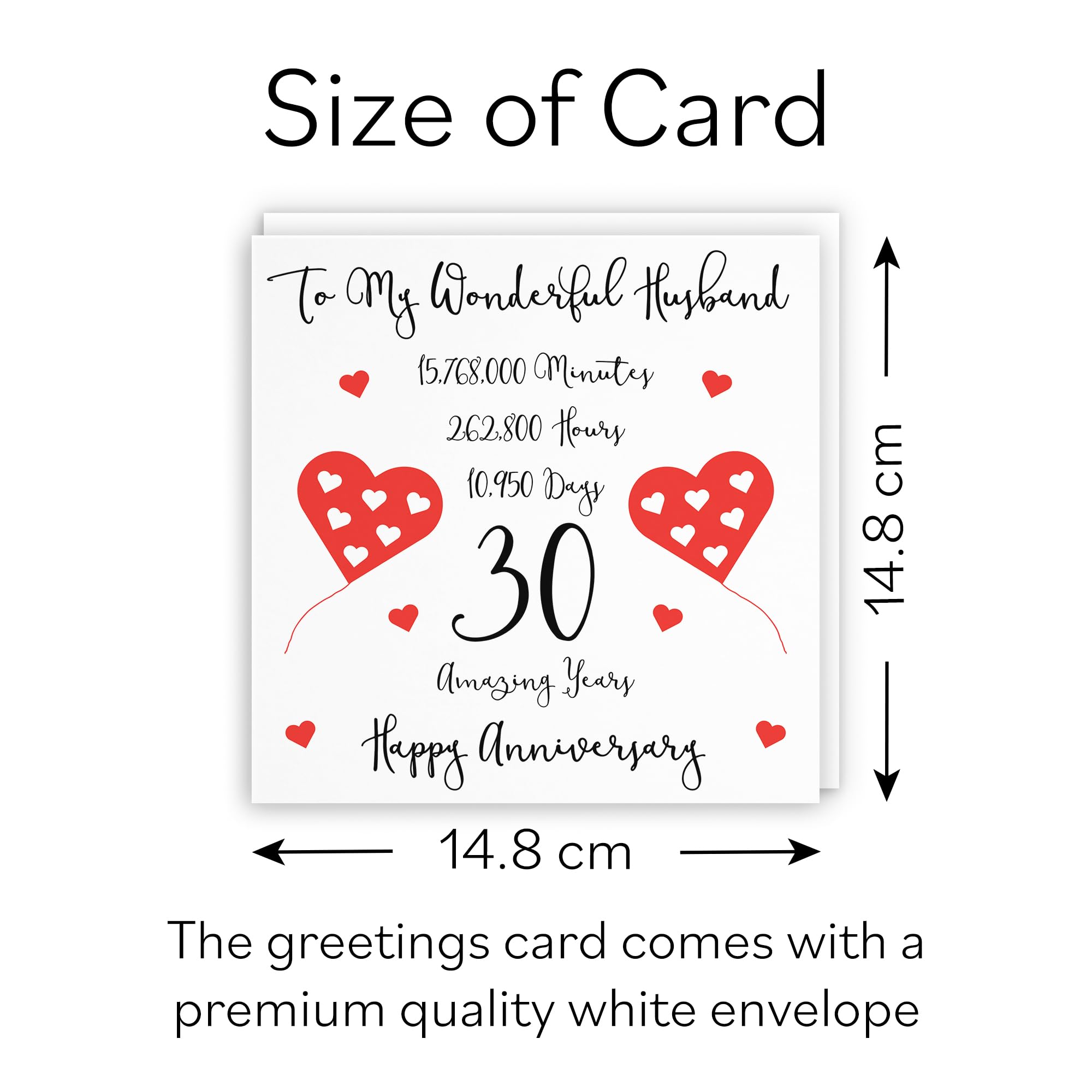 Hunts England - Romantic Husband 30th Wedding Anniversary Card - To My Wonderful Husband - 30 Amazing Years - Timeless Collection - Image 4