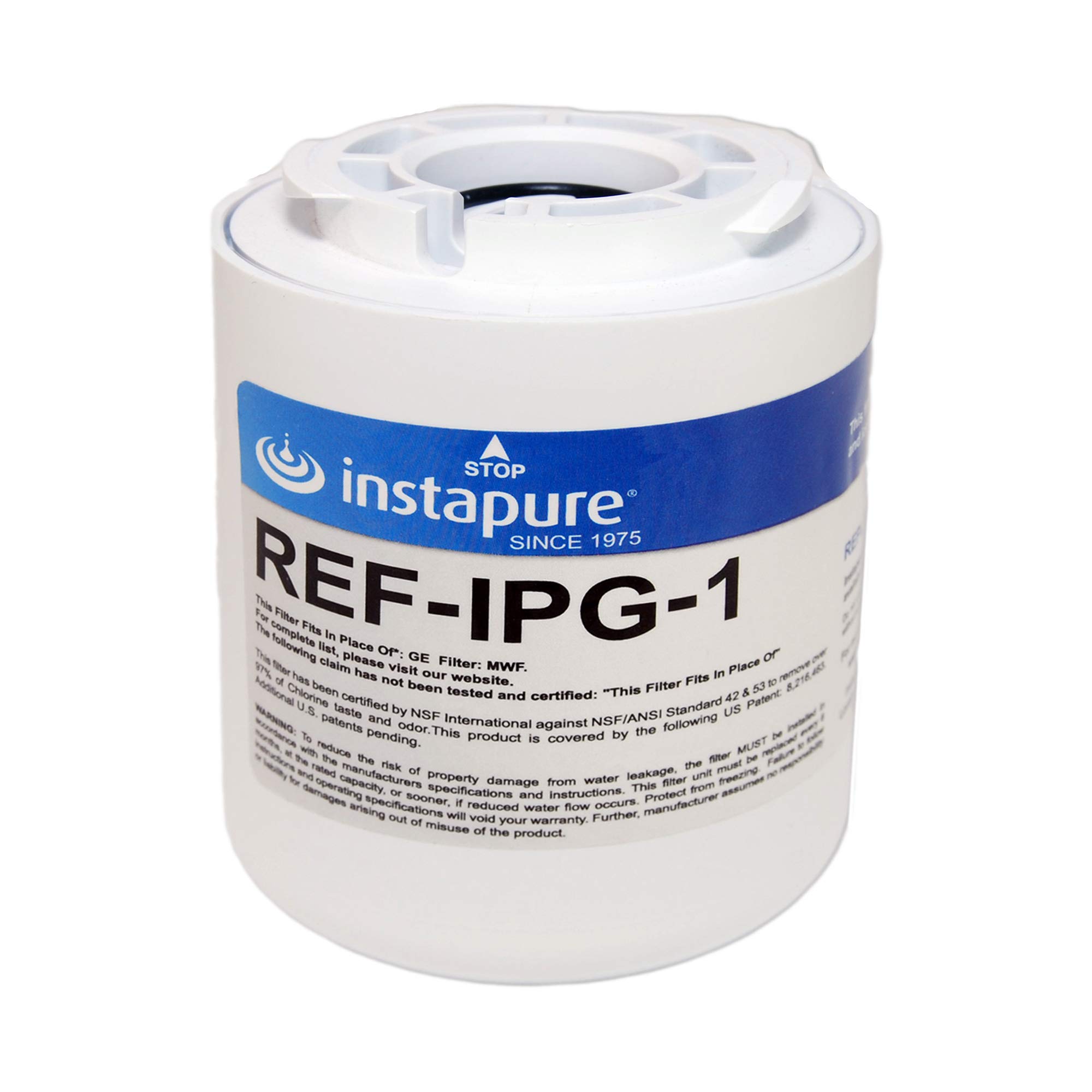 InstapureREF-IPG-1 ULTRA Refrigerator Filter, MADE IN USA, Compatible with GE MWF, GE MWFA, GE GWF06, and more, Tested & Certified by NSF to ANSI/NSF 42 and 53
