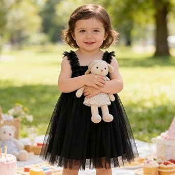 AGQT Baby Girls Tulle Tutu Dress Toddler Princess Birthday Dresses, 9M-4T | Summer Ruffle Sleeve A Line Fancy Cake Smash Outfit, Fairy Formal Party Gowns for Photoshoot, Wedding, Flower Sundress