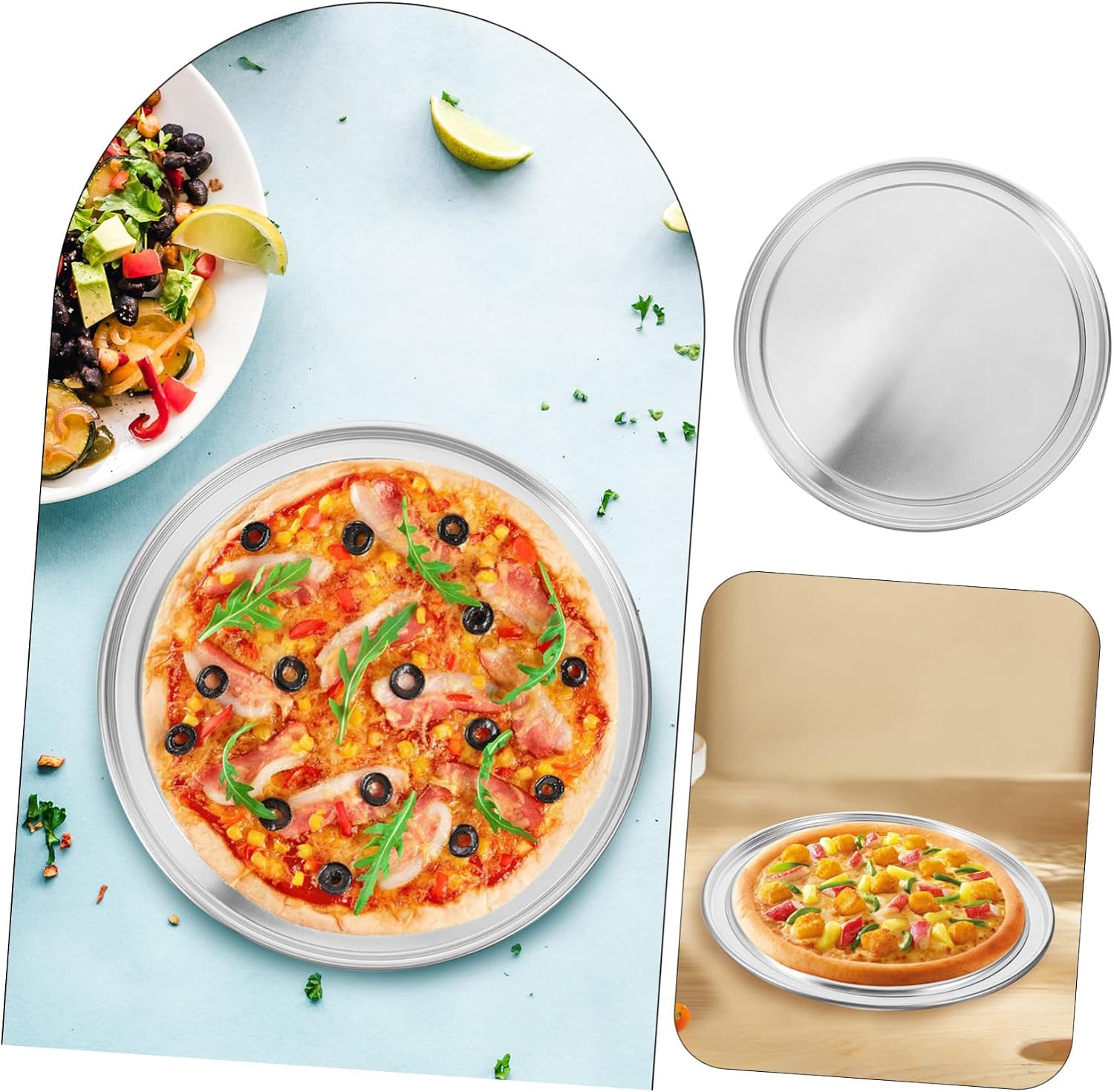 LABRIMP Non-stick Round Pizza Pan Lid Lightweight Bakeware Cover for Even Heating and Easy Cleaning for Home Baking and Restaurants
