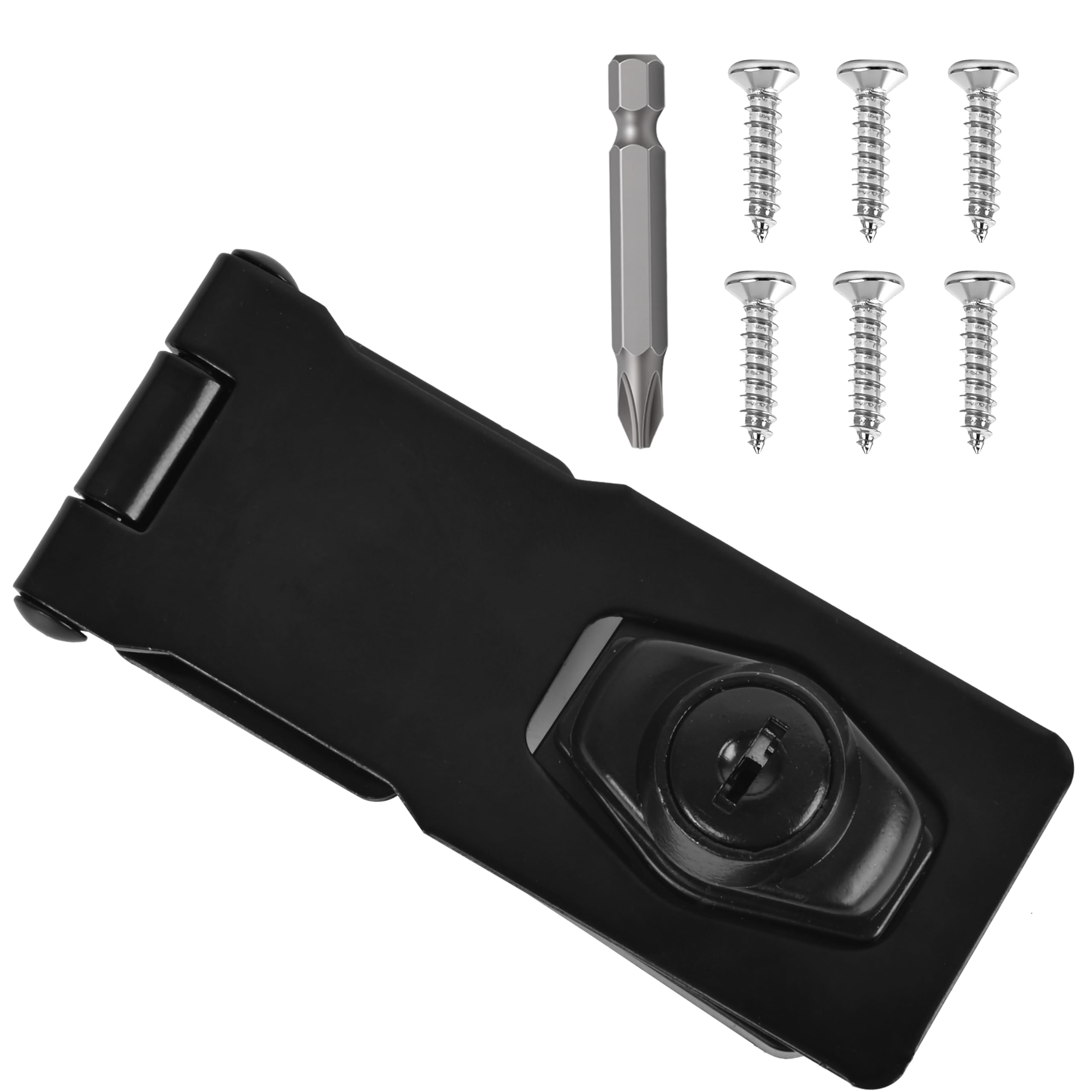 1 Pcs keyed Hasp Lock,3 inch keyed hasp Locks Twist knob keyed Locking hasp for Cabinet Small Door,Hasp Lock with Keys,Metal Safety Hasp Latches (1 Pcs Black, 3 inch)