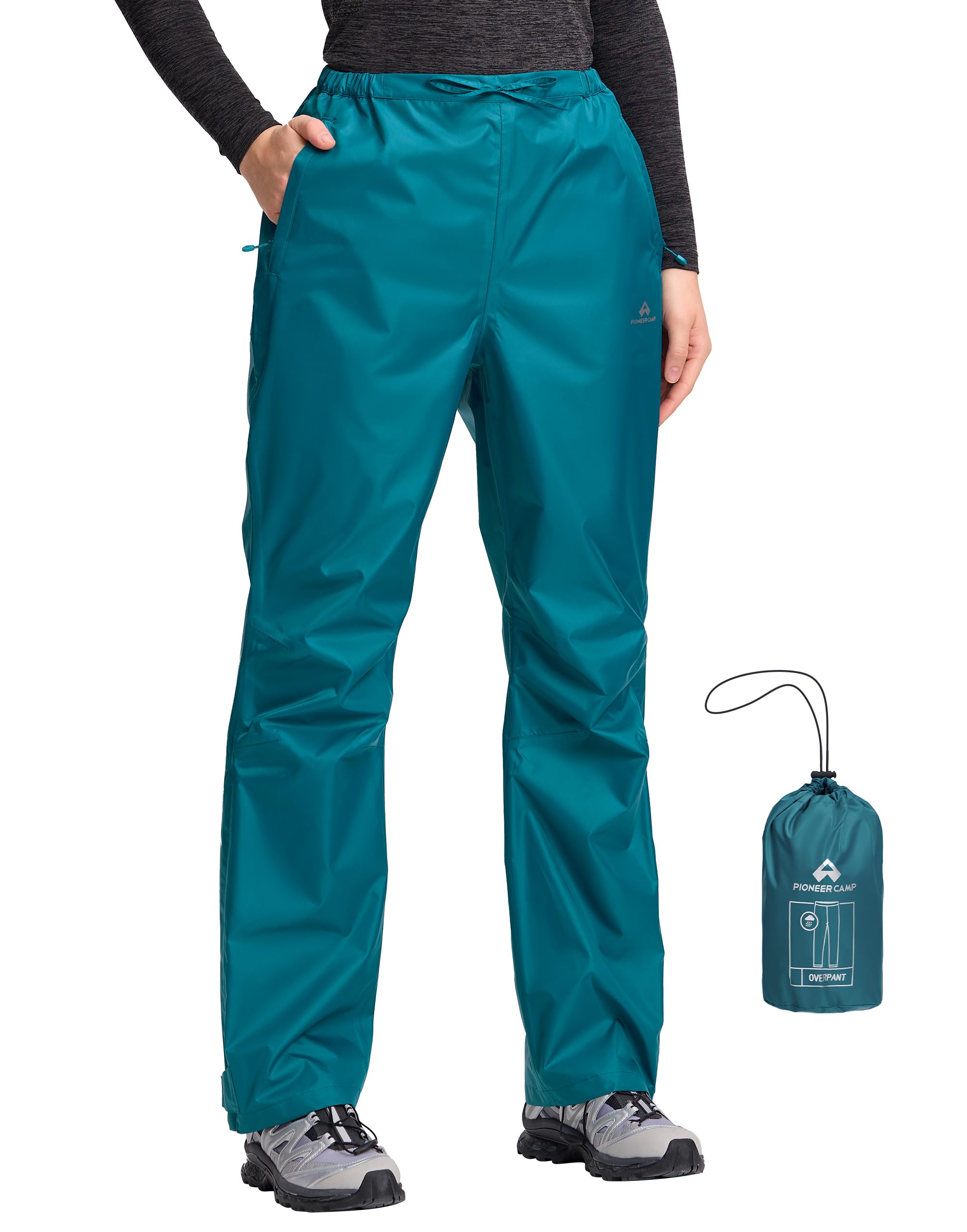 Pioneer Camp Pantalon de pluie pour femme - Imperméable (20 000 mm), respirant et pliable - Pantalon d'extérieur pour la randonnée, le cyclisme et l'alpinisme