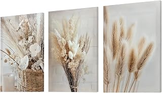 LCUHAVA Bilder mit Rahmen Rahmen für Leinwand Wandbilder mit Rahmens 3er Set Aesthetic Boho Bilder für Wohnzimmer Schlafzimmer 30x40cm Leinwandbild Kiefernholzrahmen Epson Tinte