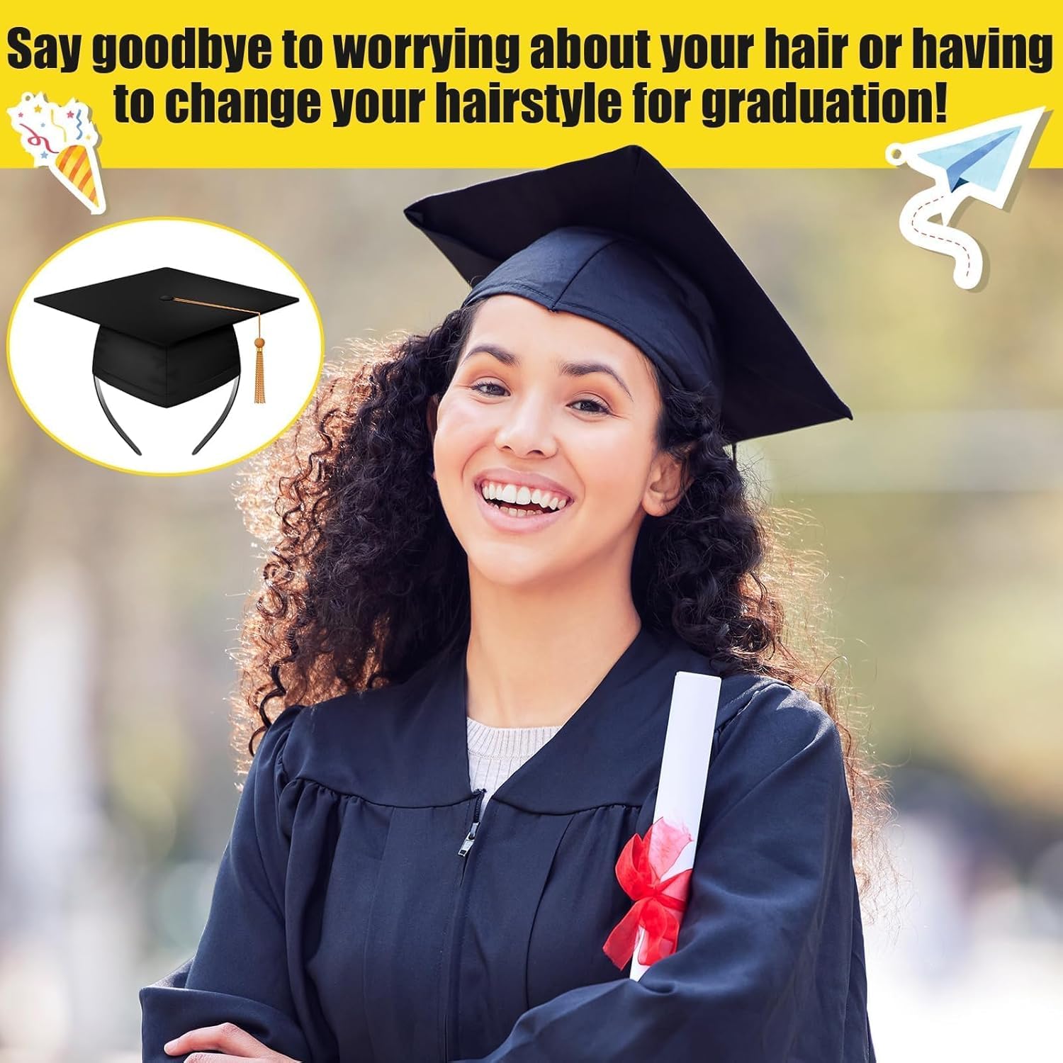 NNG 1 PCS Graduation Cap Headband,Grad Cap Band with Adhesive Felt,Hair Band Hat Accessories for Graduates image 2