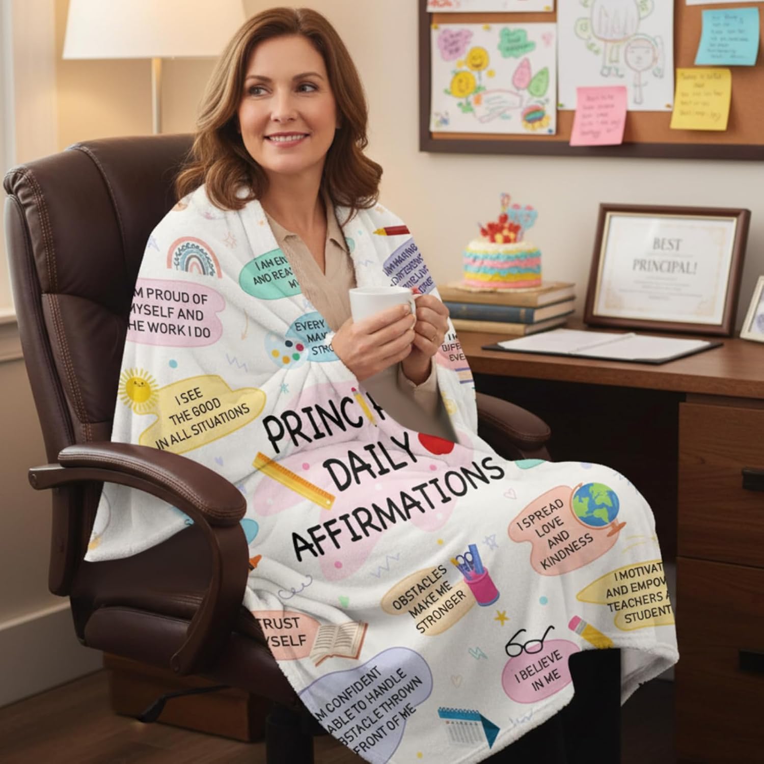 Moukeren Principal Blanket Gifts for Women Appreciation Blanket Gifts Motivational Inspirational Throw for Principal Day Retirement Gift Leaders Educators, 50" x 60"