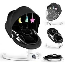 Electric Baby Swing, Adjustable Backrest Infant Swing with Removable Cushion, APP/Remote/IMD Panel Control Baby Bouncer Chair with 5 Swing Speeds 3 Timers and 12 Music, 2 Power Option Black