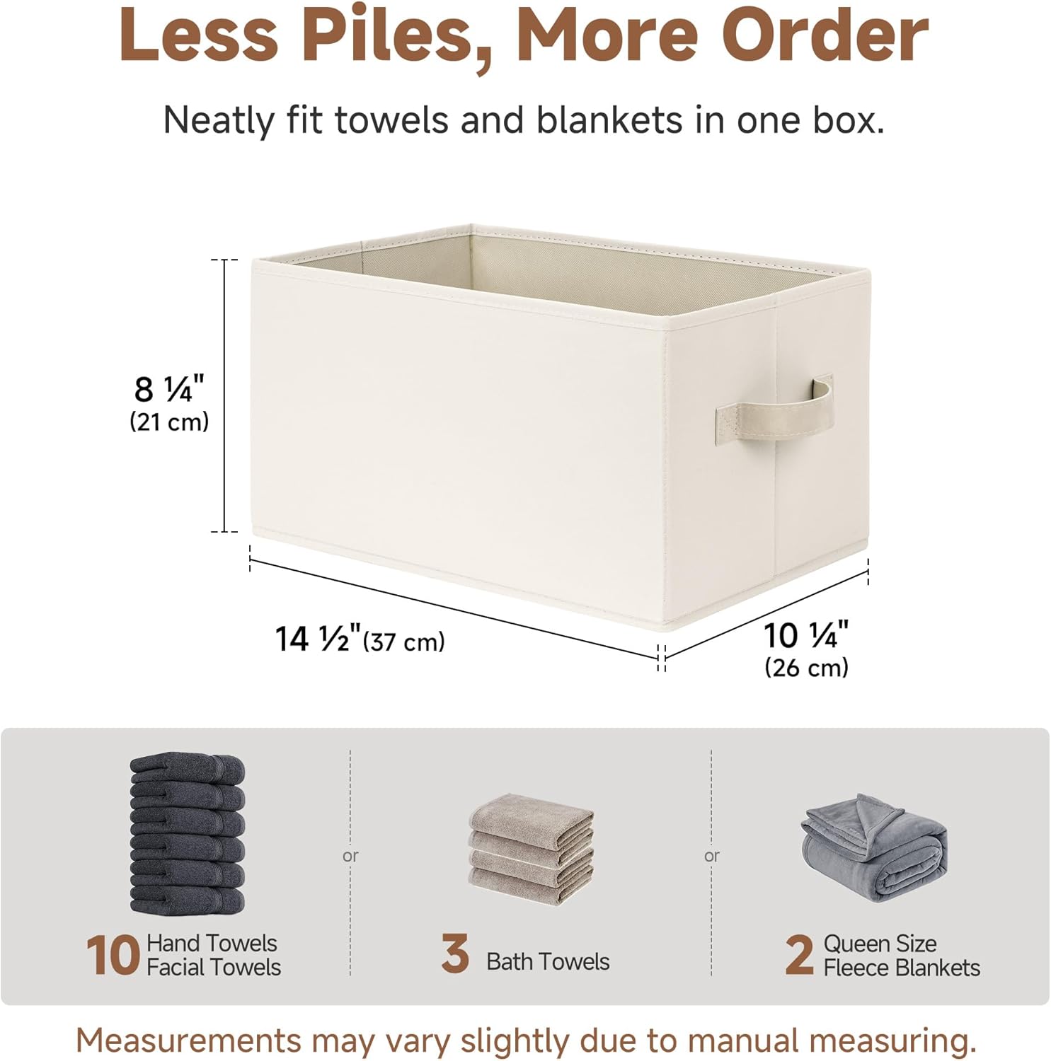 StorageWorks Closet Organizers and Storage Bins, Fabric Storage Baskets for Shelves, Linen Closet Organizer for Clothes, Beige, 3-Pack, Large