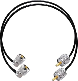 UHF Jumper Cable RG58 TUOLNK UHF PL259 Male Plug to UHF Male Right Angle Coaxial Cable 20inch (50cm) for CB Radio PL 259 WiFi Antenna Extension Cable 2 Pack