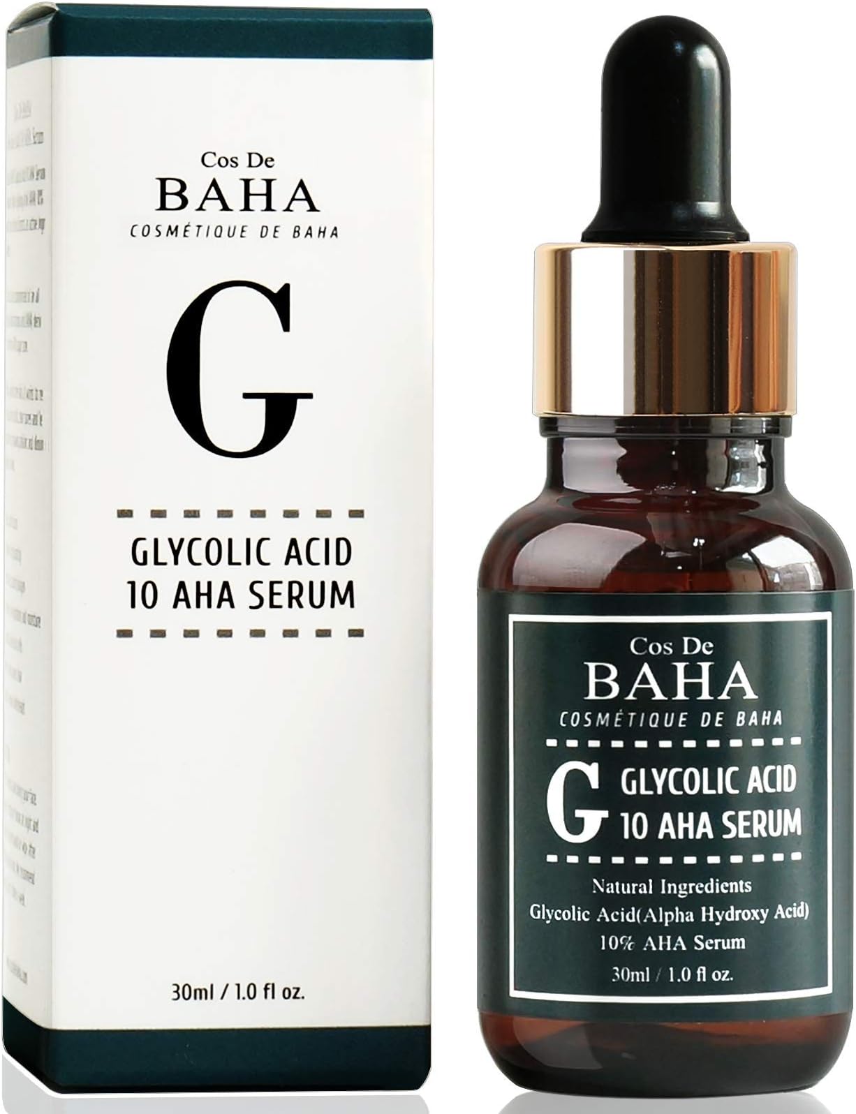 Cos De BAHA AHA Glycolic Acid 10% Serum With Witch Hazel - Whitehead Power Liquid, Acne Prone Skin