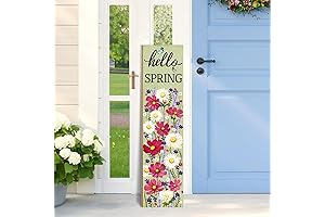 Hello Spring Wooden Sign, Rustic Porch Sign for Front Door Decorations