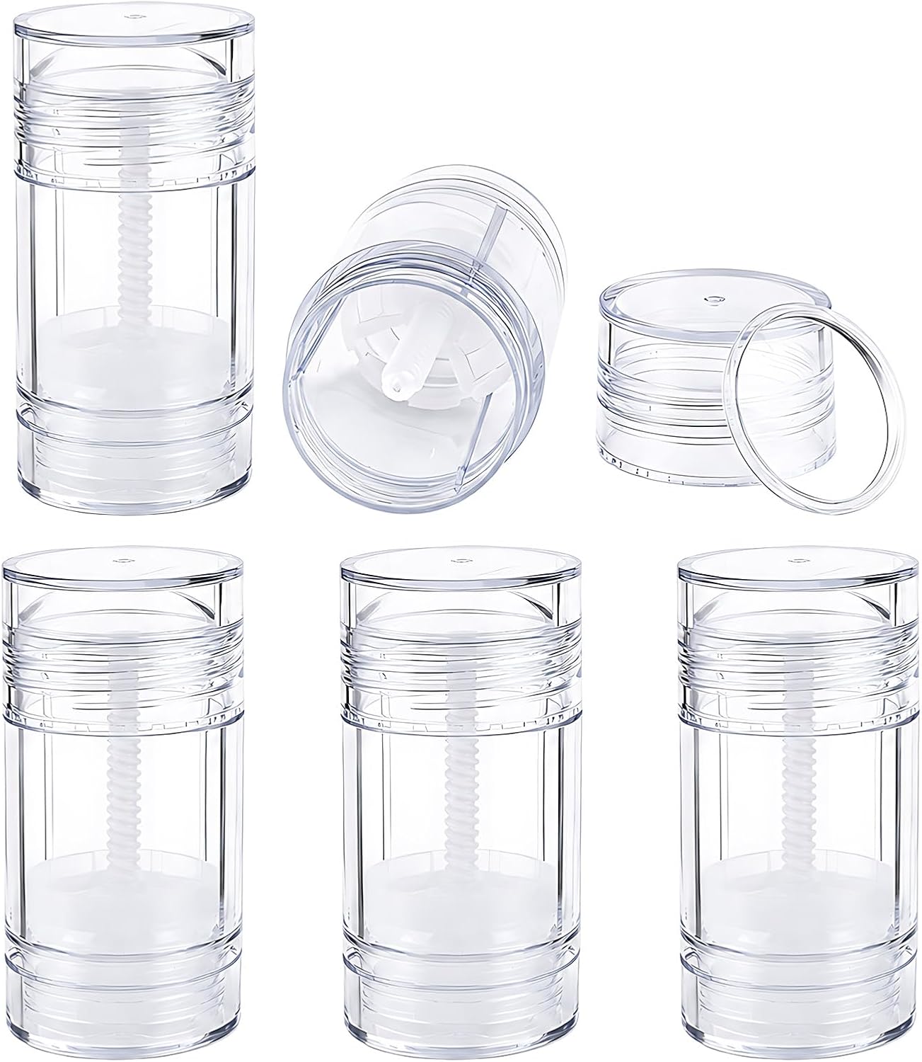 4Pcs Empty Deodorant Containers, Plastic Refillable Twist up Filling Stick