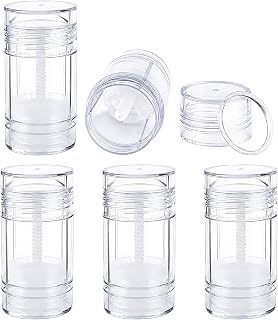 4Pcs Empty Deodorant Containers, Plastic Refillable Twist up Filling Stick | 40 ml Transparent Round Leak Proof Empty Deodorant Stick Containers for Heel Balm Chapstick DIY Lipstick Crayon