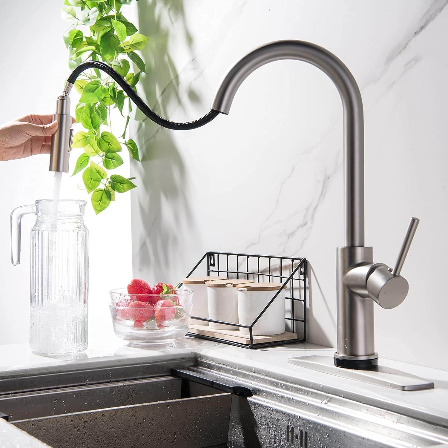 Hоttеѕt Sаlе Touch On Sensor Kitchen Sink Faucet with Pull Down Sprayer 2 Mode Spray, Brass Brushed Nickel Bеѕt Cуbеr Mоndау 🔥 Touch On Sensor Kitchen Sink Faucet with Pull Down Sprayer 2 Mode Spray, Brass Brushed Nickel