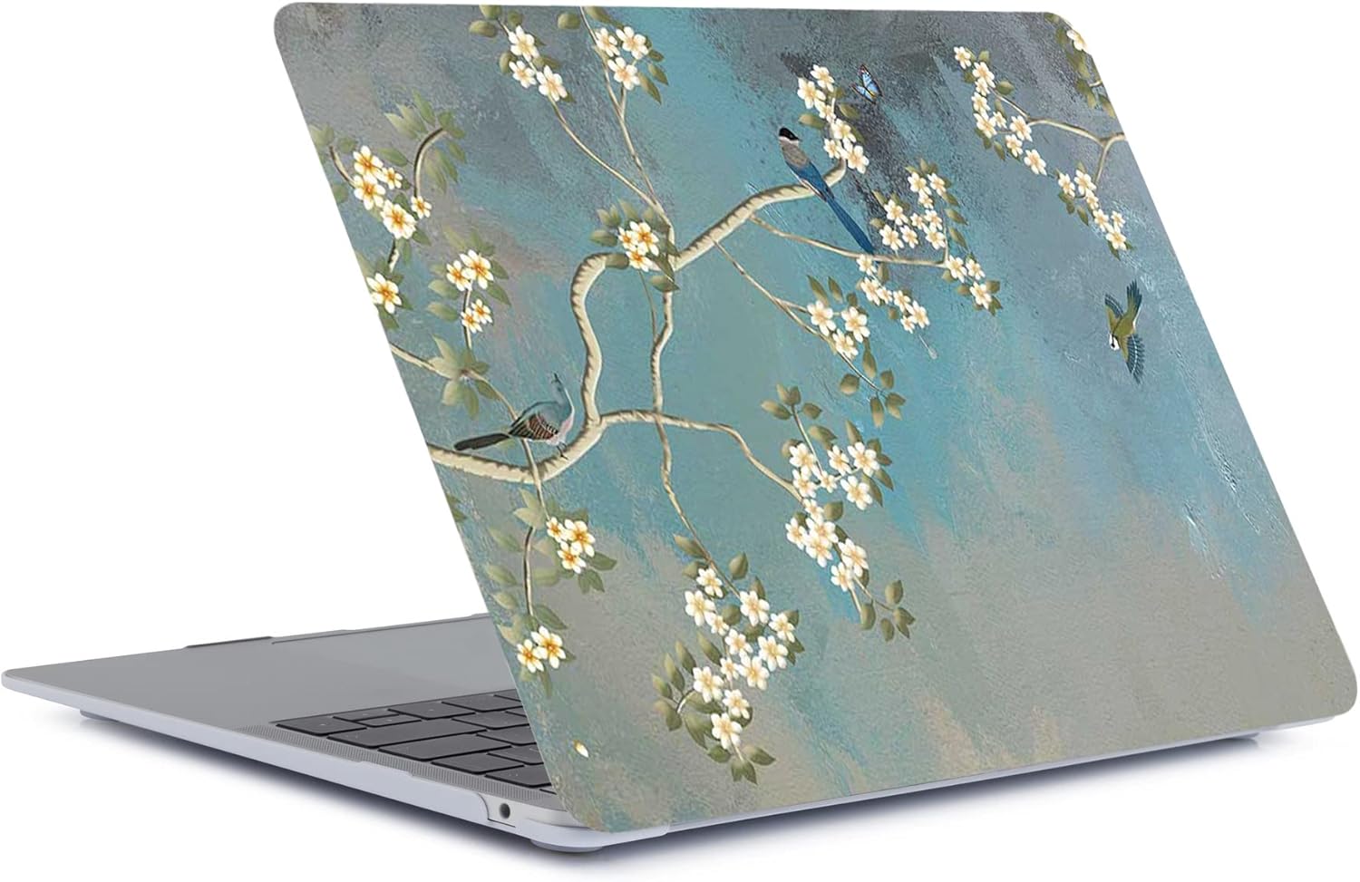Case Compatible with MacBook Pro 15 inch 2019 2018 2017 2016 Release A1990 A1707 with Touch Bar, Protective Plastic Hard Shell Case & Keyboard Cover for MacBook Pro 15.4",White Flower