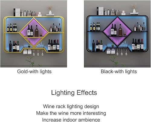 Miniatura 6 de Estantes para vinos, estantes de bar montados en la pared con soporte colgante para copas de vino, mini bar, licor, bar, botella, estante flotante,