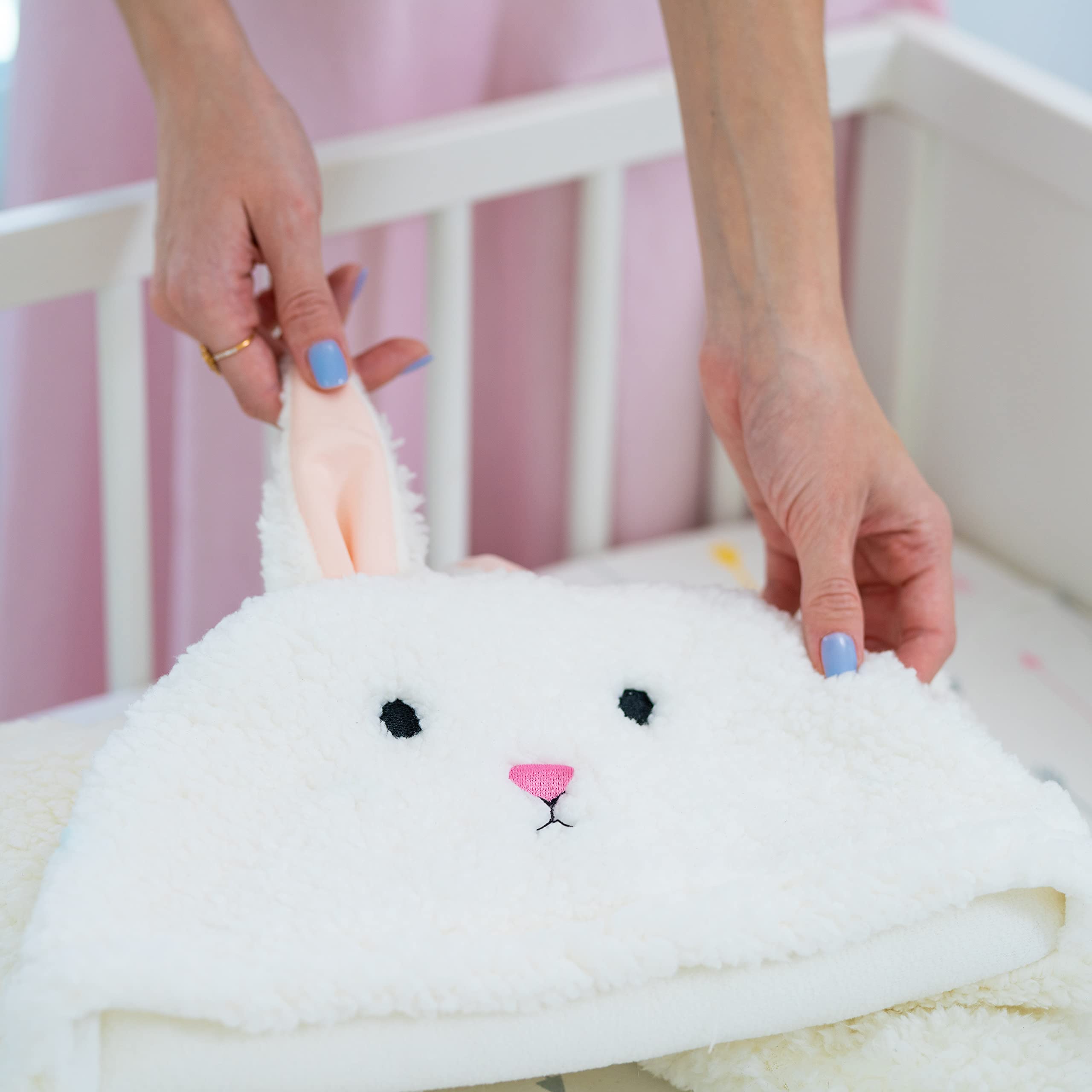 Mantas para bebé niña, manta de felpa ultrasuave, esencial para bebés de 0 a 6 meses, bonita manta de recepción, diseño de conejo, regalo de registro de recién nacidos con caja para niñas