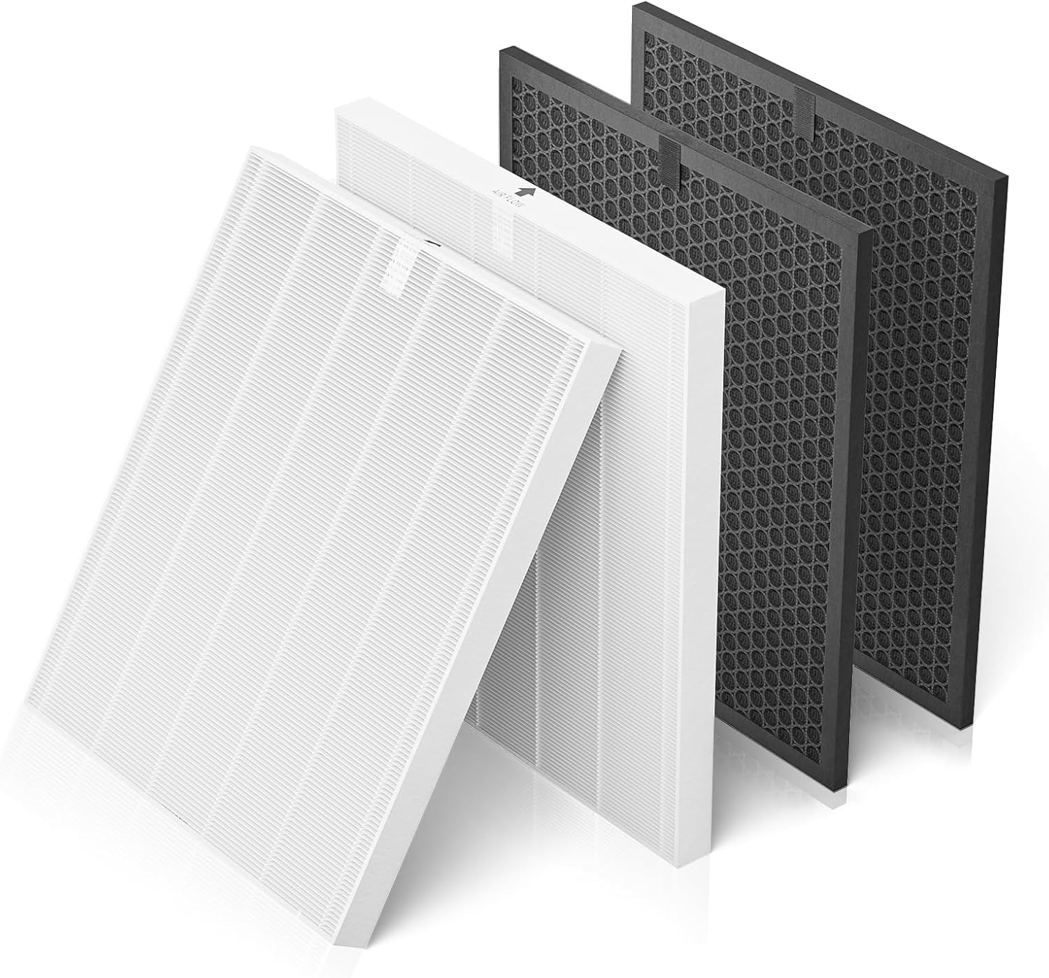 Leemone 5510 5520 Replacement Filter Q Compatible with Winix 5510,5520 Air Purifier,2 x HEPA + 2 x Activated Carbon Combo for Dust Pollen Pet Smoke, Part# 1712-0123-00 For Large Room 1882 Ft²/Hr