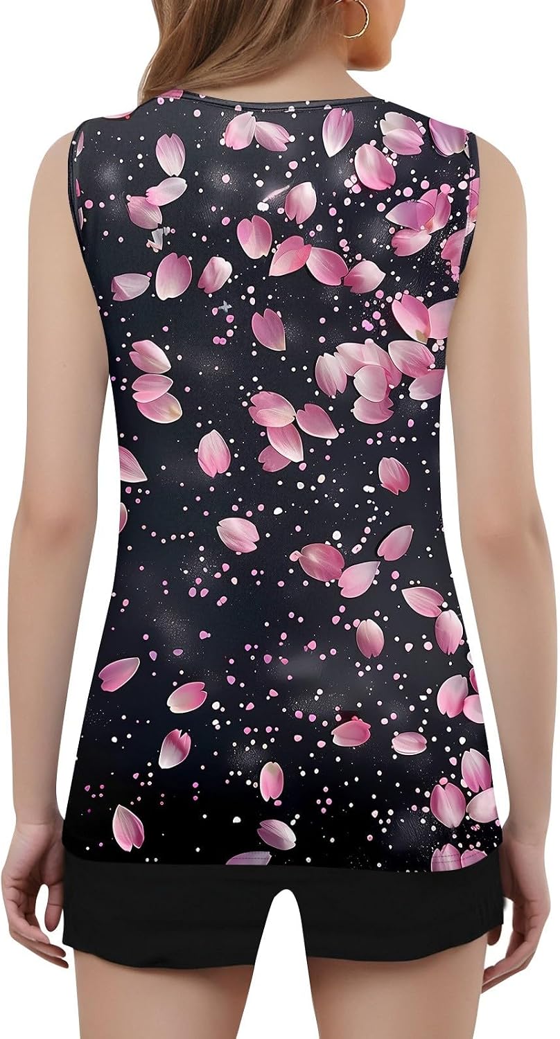 Women Tank Tops 2025 Scoop Neck O Ring Shoulder Flowy Shirt Holiday Beach Sleeveless Loose Fit Casual Summer Cute Blouse