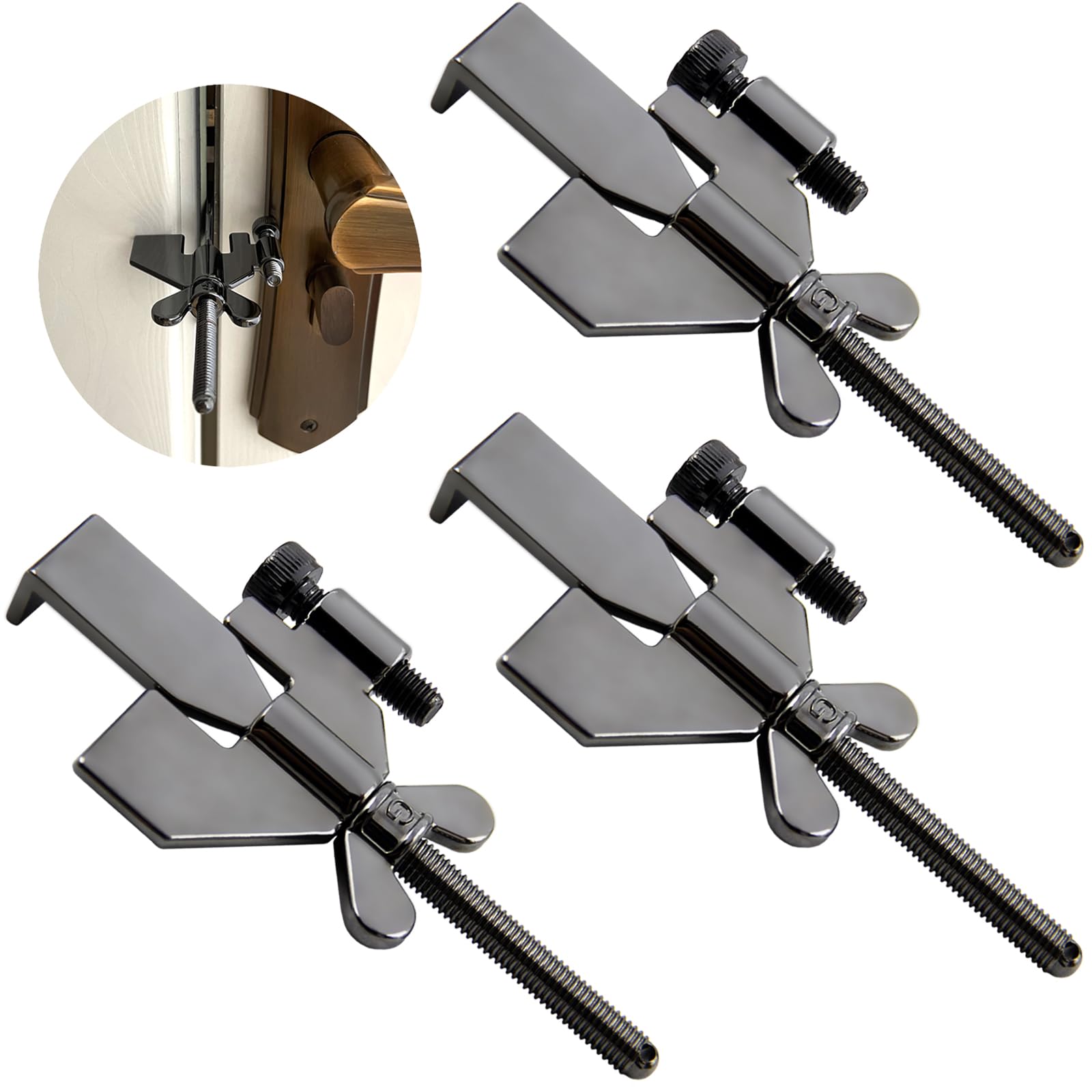 Upgraded Portable Door Lock, Hotel Door Locks for Travelers, Door Lock Security Door Stoppers Security, for Travel Apartment Self Defense (3 Pack Grey)