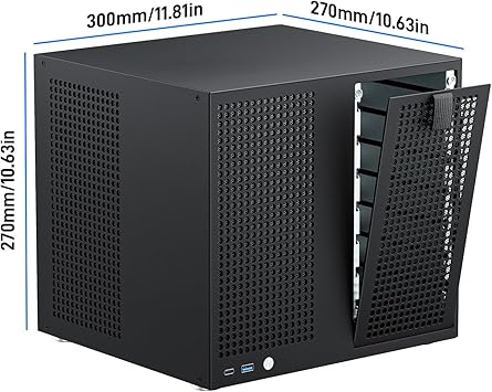 8 Bay NAS Case, MATX/ITX Computer Case, 8x3.5'' HDD+2x2.5'' SSD Drive Bays NAS PC Chassis, Support 170mm ATX PSU, 55mm-Height CPU Cooler, 4 Full-Height PCIe Slot, with 120mm Fan Mounts - Black
