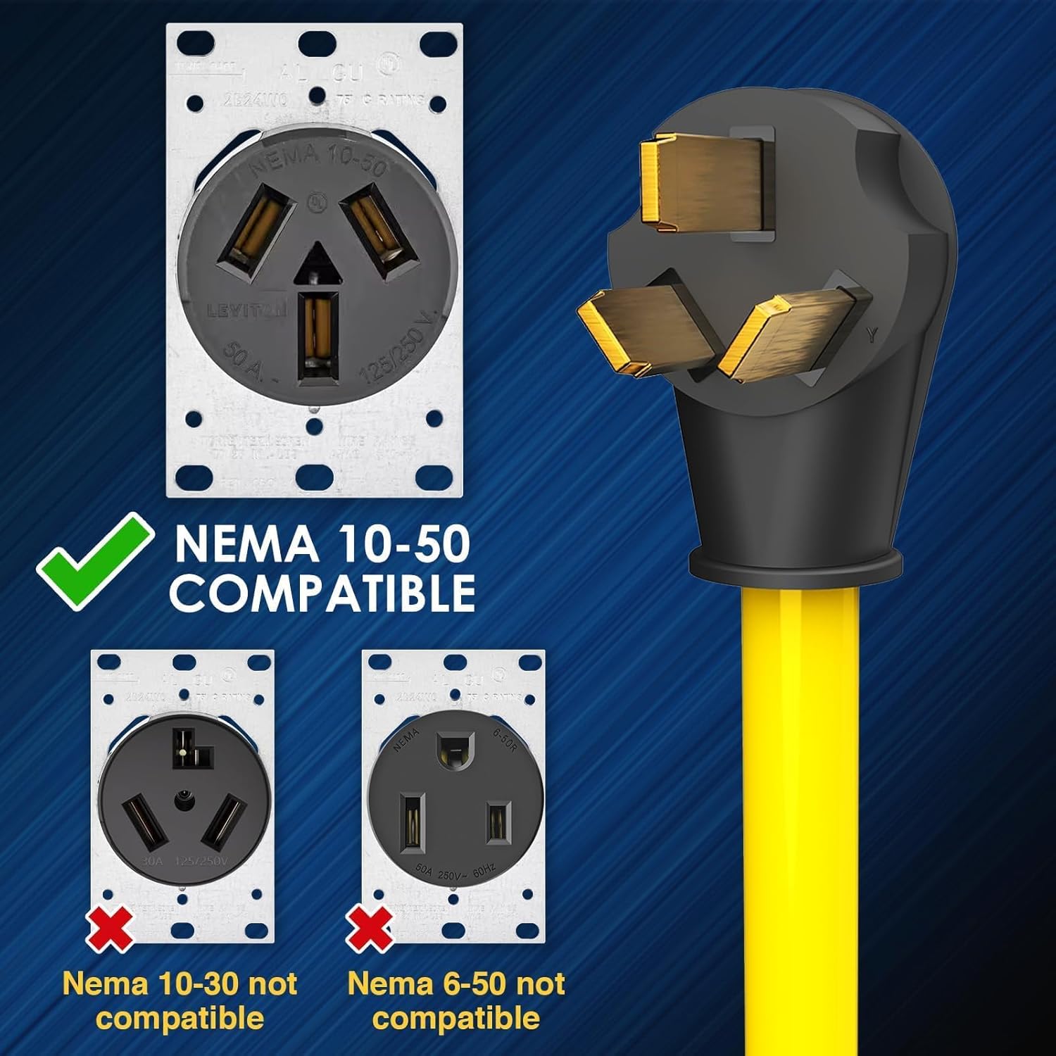 NEMA 10-50P to 110V Adapter for Gas Stove & Household Appliances 50Amp Electric Range Outlet to 4X 5-20R T-Blade Power Hub with 20A Circuit Breakers, Heavy Duty STW Distribution Cord, ETL Listed