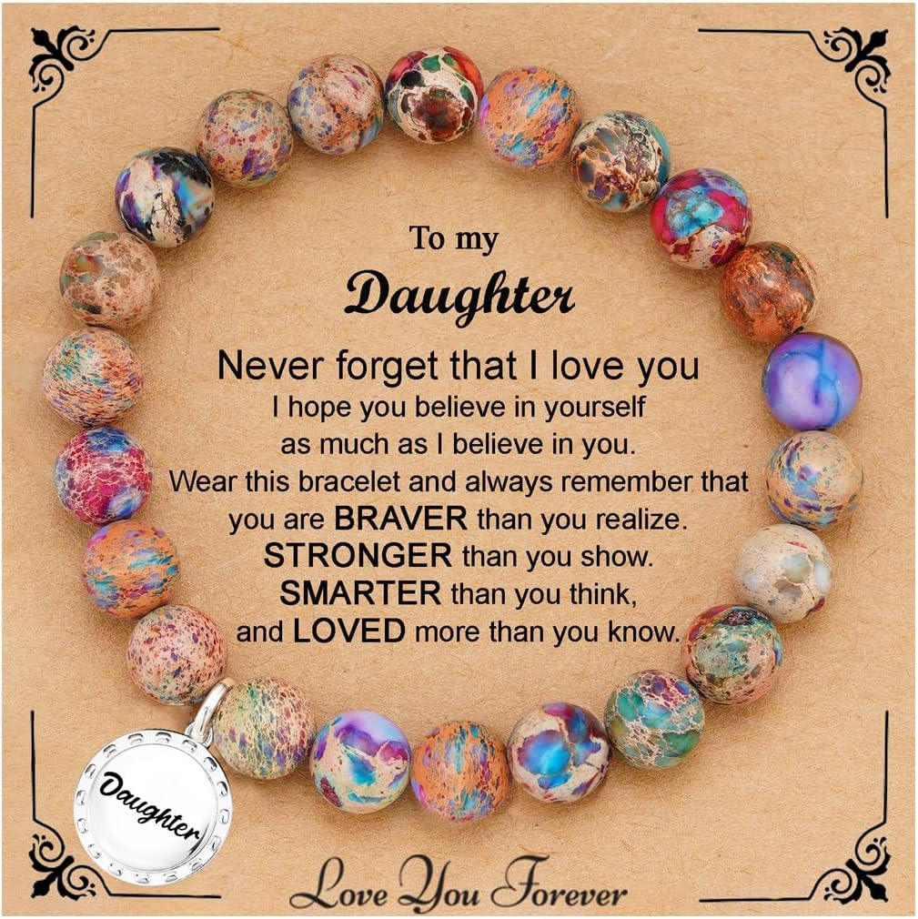 Gifts for Women Natural Jasper Bead Bracelet Teacher Appreciation Gifts