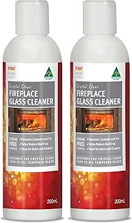 Crystal Clear Fire Glass Cream Cleaner Cleans & Restores Wood & Gas Heater Windows & Doors Removes Soot, Tar, Creosote & Gas Film Build up with Ease Helps Reduce Future Build Up 2 x 6.7floz Bottles