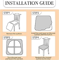 Vista 7 de Juego de 4 fundas de asiento para sillas de comedor de piel sintética, impermeables, fundas elásticas para sillas de comedor, cocina, hotel, fundas