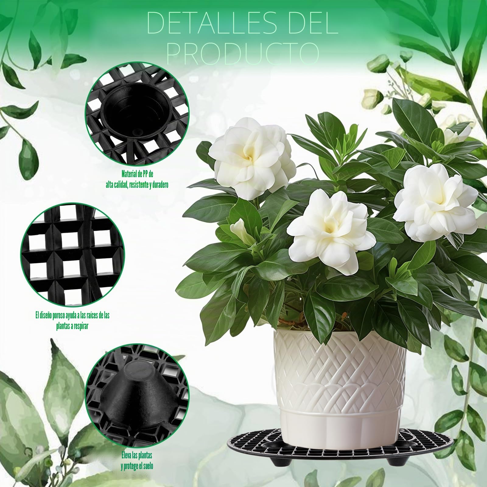 12 piezas de soporte para macetas con malla de drenaje, almohadillas de malla para macetas de 20 cm/30 cm, rejilla redonda para macetas, rejilla para bonsái, soporte para plantas para