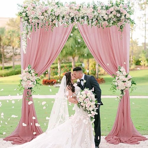 FUHSY Cortinas transparentes de color rosa polvoriento, 10 x 10 pies, cortinas de gasa para bodas, cortinas transparentes para telón de fondo,