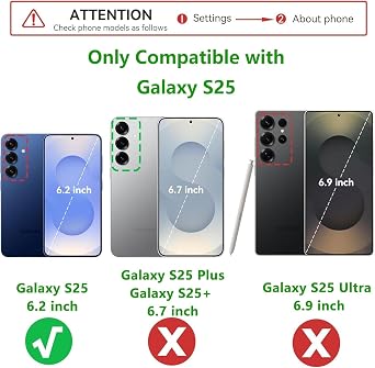 Dionsibei Galaxy S25 Case for Samsung Galaxy S25 Case Military Grade Shockproof Built-in Ring Holder Kickstand Car Mount Armor Heavy Duty Protective Case for Galaxy S25 Phone Case (Red)