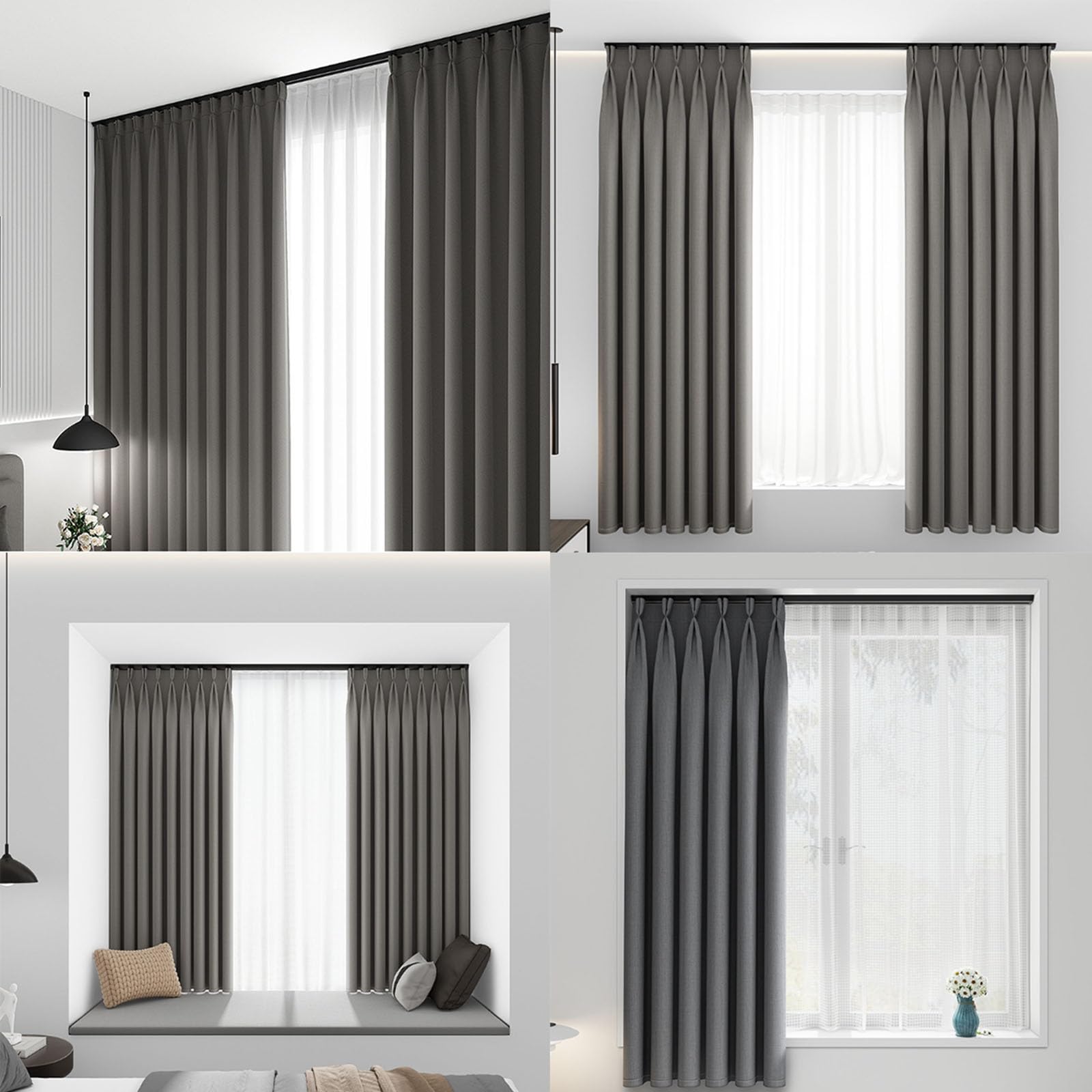 Tringles à rideaux silencieuses, rails invisibles ultra-fins montés sur le dessus, fonctionnement fluide et silencieux, adaptés aux baies vitrées et aux balcons(White,220cm)