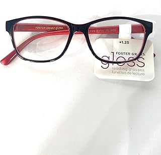 Foster Grant reading glasses, Kinley, black red color gloss +1.25.