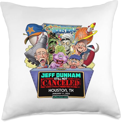 JEFF DUNHAM Houston TX 2023 - Almohada de 18 x 18 pulgadas multicolor