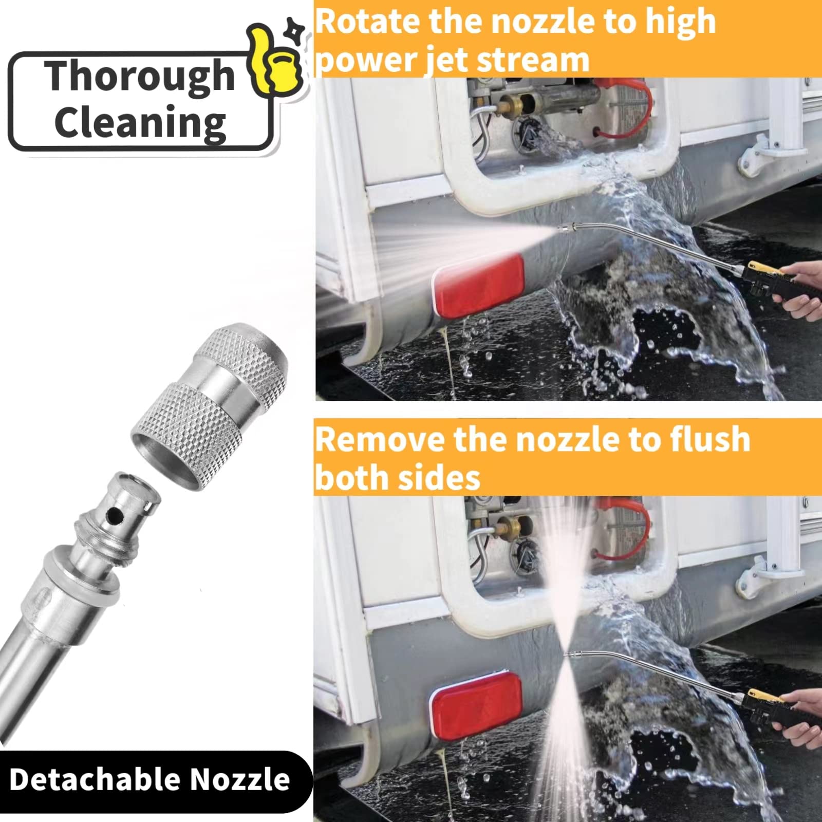 RV Water Heater Tank Rinser, Metal TubeRemoves And