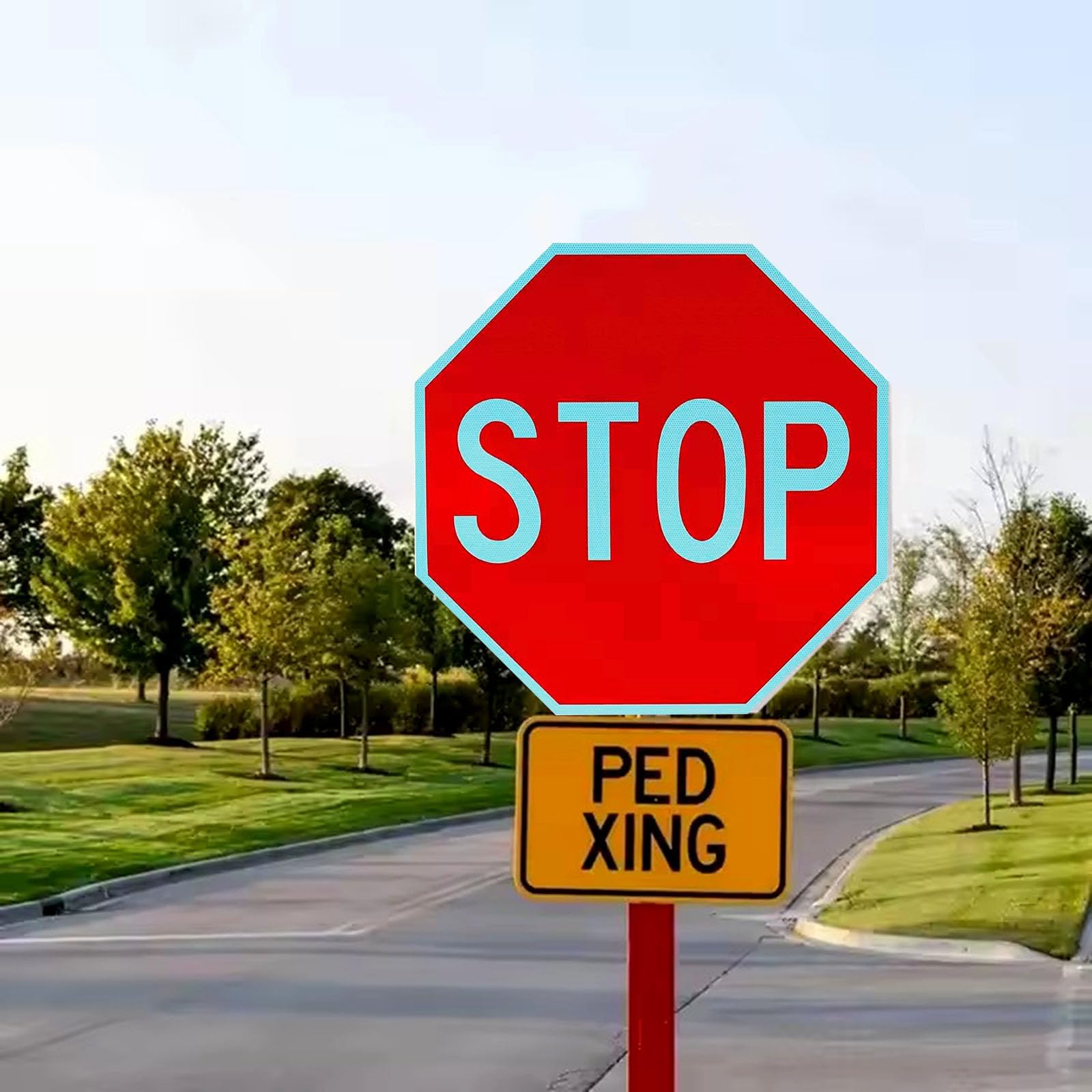 Stoppschild 60 cm Aluminium-Verkehrszeichen rostfreies Metall-Stoppschild Straßenschild wabenförmiges reflektierendes Verkehr mit Zubehör (1pack, 60cm)