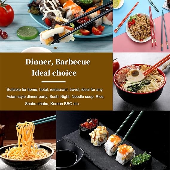 Fiberglass Reusable Chopsticks Set Dishwasher-Safe Household/Restaurant Chopsticks 5 Pairs