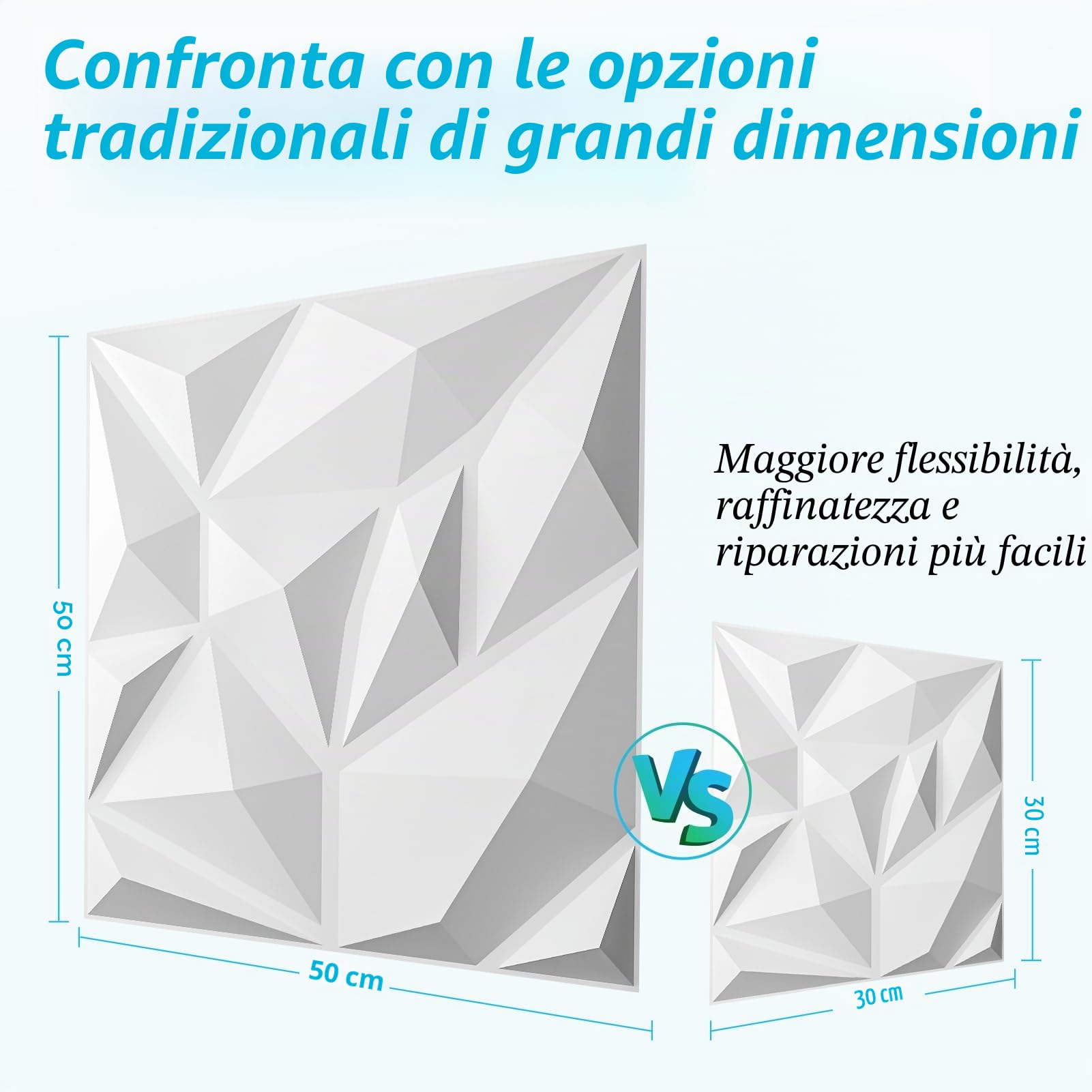 Art3d Confezione da 20 pannelli decorativi da parete 3D, 19 metri quadrati, in PVC, decorazione da parete per ufficio, camera da letto, cucina, 30 x 30 cm, bianco