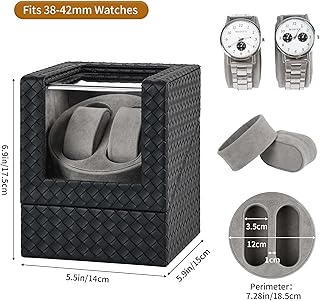 JGV Watch Winder for Automatic Watches, Automatic Deul Watch Winder Box, Premium PU Leather Rotating Watch Case, Watch Rotator with Japanese Quiet Motor, Luxurious Display Case for Automatic Watches