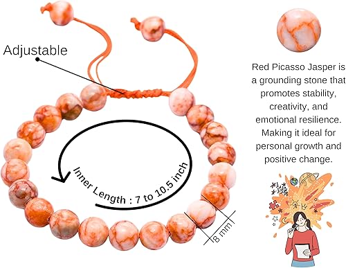 Miniatura 483 de Amazing Gemstone Pulsera de cristal para mujeres y hombres, pulsera de cristal curativo de protección, pulsera ajustable con cuentas de piedras